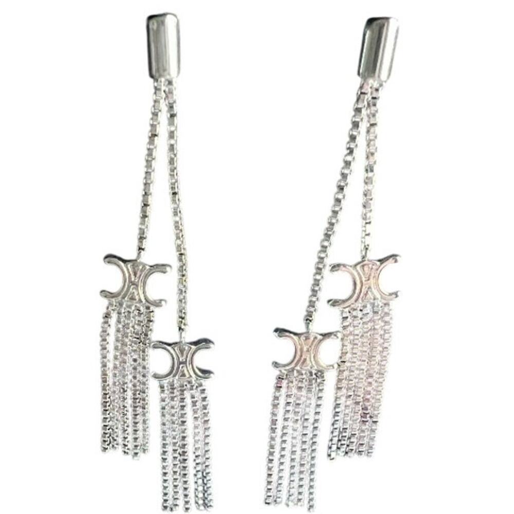 Céline Paris Sterling Silver Dual Tassel Earrings (CEXX016)